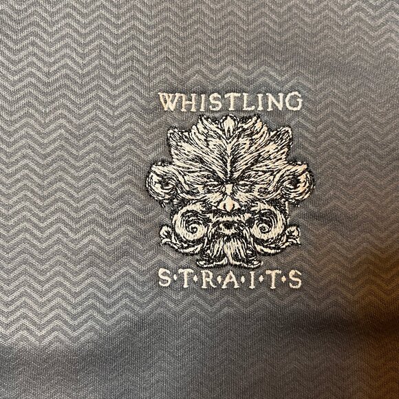 WHISTLING STRAITS Polo Shirt Mens Medium Performance Golf S/S Gray Pattern - Picture 10 of 15